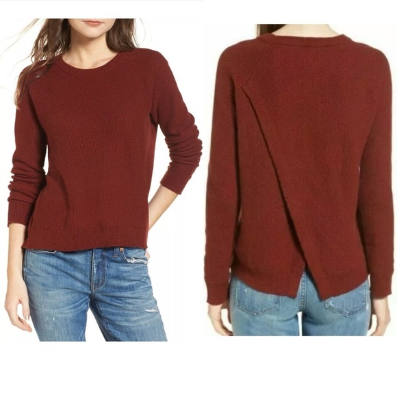 Madewell Sweater Province Cross Back Pullover Burnt Mahogany Sz. Small - Picture 1 of 11